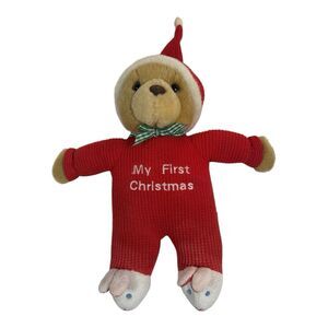 12" VINTAGE SOFT DREAMS CHRISTMAS RATTLE TEDDY BEAR STUFFED ANIMAL PLUSH TOY